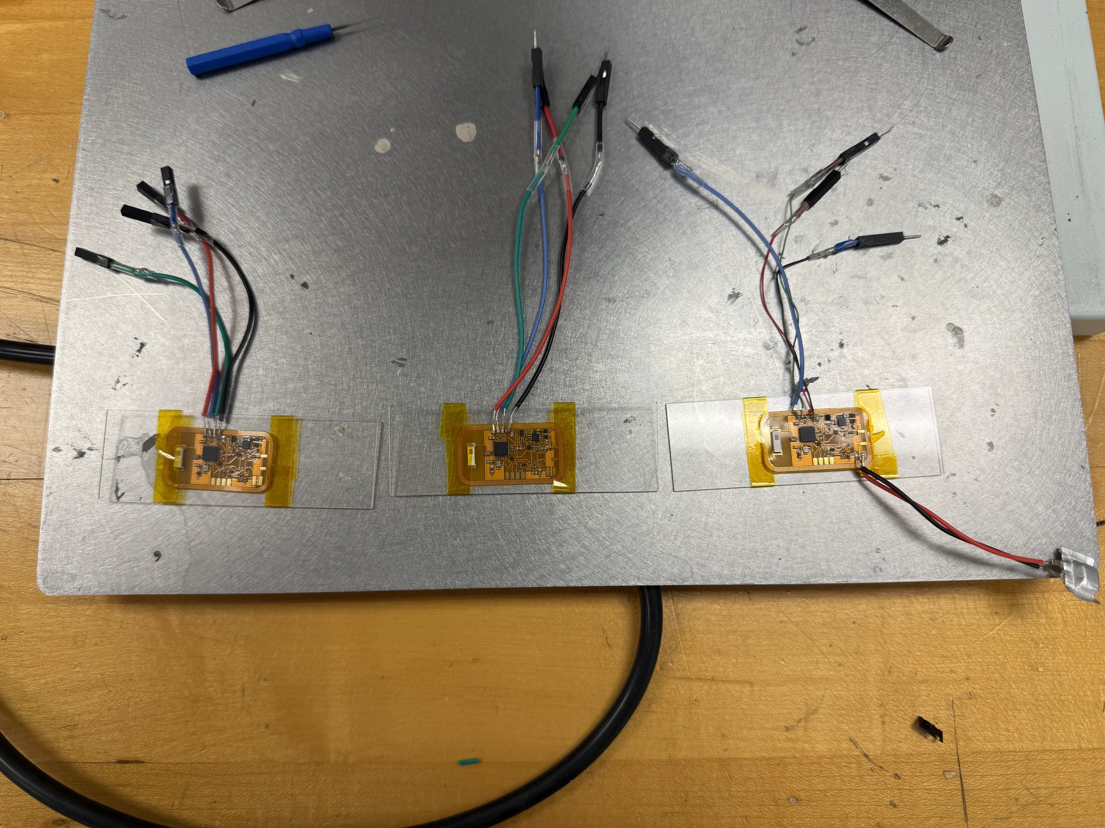 Three PCBs After Microsoldering Fabrication